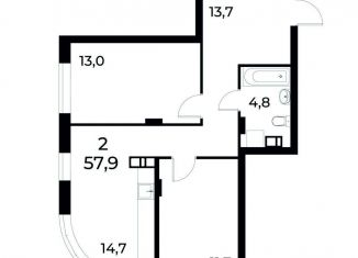 Продам 2-комнатную квартиру, 58 м2, Нижегородская область, улица Коперника