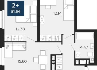 2-комнатная квартира на продажу, 51.5 м2, Тюмень