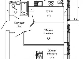 Продам 2-ком. квартиру, 42.4 м2, Волгоград, Кировский район