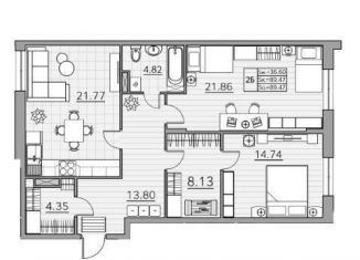 Продажа 2-ком. квартиры, 89.5 м2, Казань, улица Генерала Ерина, 5Д