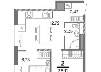 Продажа 2-ком. квартиры, 38.1 м2, Рязанская область