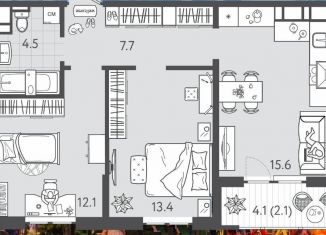 Продаю 2-комнатную квартиру, 55.6 м2, Краснодарский край, Колхозная улица, 5к7