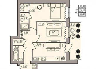 Продам 2-ком. квартиру, 58 м2, Волгоград, Дзержинский район