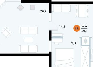 1-ком. квартира на продажу, 59.1 м2, Крым