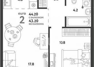 Продам 1-ком. квартиру, 43.2 м2, Москва, Озёрная улица, 42с7, район Очаково-Матвеевское