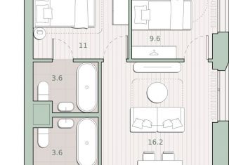 Продается 2-ком. квартира, 53.6 м2, Москва, метро Озёрная