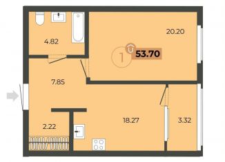 Продам 1-комнатную квартиру, 53.7 м2, Екатеринбург, Ирбитская улица, 13, Кировский район