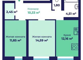 Продажа 2-комнатной квартиры, 58.6 м2, Ярославль, Фрунзенский район