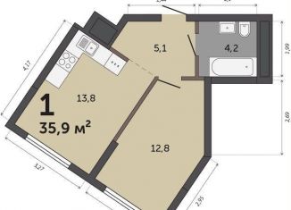 Продам 1-комнатную квартиру, 35.9 м2, Екатеринбург, Кировский район