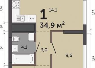 Продаю 1-комнатную квартиру, 34.9 м2, Екатеринбург, Кировский район