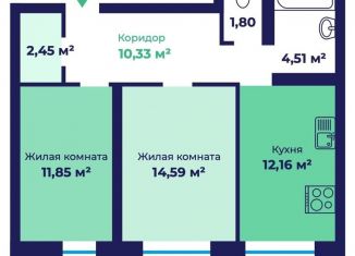 Продаю 2-комнатную квартиру, 58.6 м2, Ярославская область