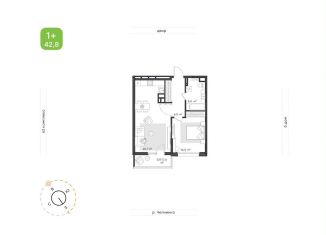 Продается 1-ком. квартира, 42.8 м2, Набережные Челны