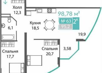 Продам двухкомнатную квартиру, 95.2 м2, Симферополь, улица Беспалова, 110В