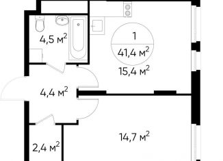 Продаю 1-ком. квартиру, 41.4 м2, деревня Рассказовка, деревня Рассказовка, 1