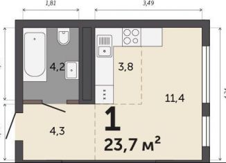 Продается квартира студия, 23.7 м2, Екатеринбург, Кировский район