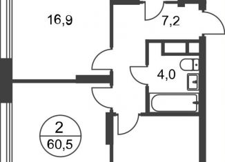 Продаю 2-ком. квартиру, 60.5 м2, Москва, деревня Рассказовка, 1