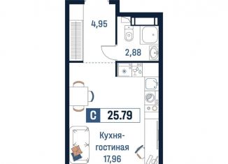 Продам квартиру студию, 25.8 м2, Ленинградская область