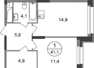 Продается 1-ком. квартира, 41.1 м2, Московский, ЖК Первый Московский