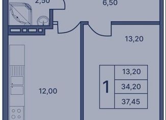 Продам 1-ком. квартиру, 40.7 м2, Краснодар, улица имени Валерия Вишневецкого, 7, Прикубанский округ