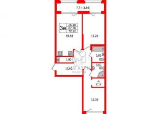 Продаю 2-ком. квартиру, 72.9 м2, Санкт-Петербург, Алтайская улица, 39