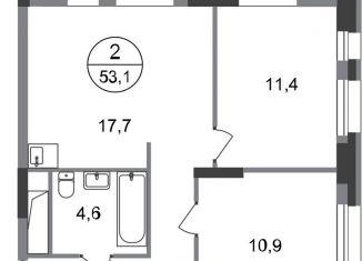 Продажа 2-комнатной квартиры, 53.1 м2, Москва