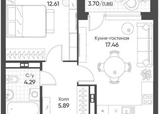 Продам 1-ком. квартиру, 42.1 м2, Свердловская область