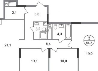 Продам 3-ком. квартиру, 84.5 м2, Московский, ЖК Первый Московский