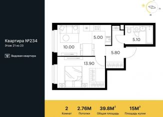 2-ком. квартира на продажу, 39.8 м2, Мытищи