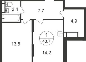 Продажа однокомнатной квартиры, 43.7 м2, Московский, 7-я фаза, к1, ЖК Первый Московский