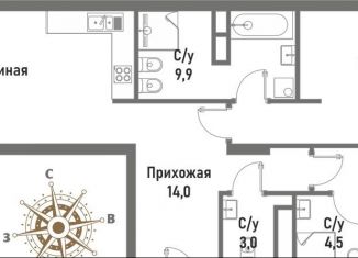 Продажа трехкомнатной квартиры, 100.6 м2, Москва, ВАО, улица Матросская Тишина, 12