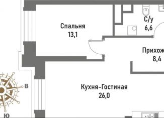 Двухкомнатная квартира на продажу, 54.1 м2, Москва, ВАО, улица Матросская Тишина, 12