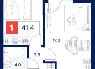 Продам однокомнатную квартиру, 41.4 м2, Тюмень, Калининский округ