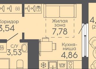 Продажа квартиры студии, 22.2 м2, Свердловская область, жилой комплекс Новокольцовский, 5