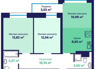 Продам 3-ком. квартиру, 66.1 м2, Ярославль, Фрунзенский район