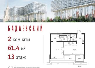 Продается двухкомнатная квартира, 61.4 м2, Москва, Кутузовский проспект, 12с23, район Дорогомилово