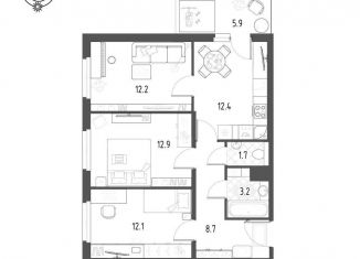 3-комнатная квартира на продажу, 65 м2, Санкт-Петербург, метро Парнас