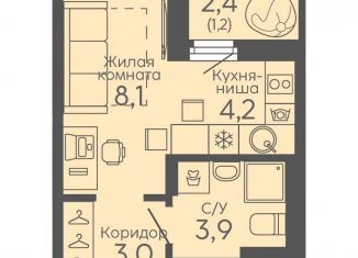 Продажа квартиры студии, 20.4 м2, Екатеринбург, жилой комплекс Новокольцовский, 6