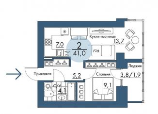 2-комнатная квартира на продажу, 41 м2, Красноярск