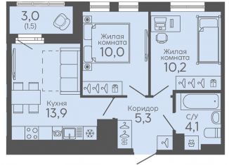 Продам 2-комнатную квартиру, 45 м2, Екатеринбург, жилой комплекс Новокольцовский, 6