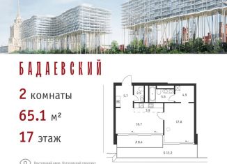 Двухкомнатная квартира на продажу, 65.1 м2, Москва, Кутузовский проспект, 12с23, район Дорогомилово