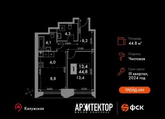 2-ком. квартира на продажу, 44.8 м2, Москва, Обручевский район, улица Академика Волгина, 2с3