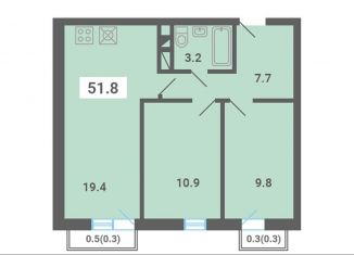 Продажа 2-ком. квартиры, 51.8 м2, поселок Мещерино