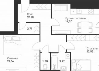 Продам 2-ком. квартиру, 77.4 м2, Тула, улица Героев России, 8