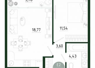 Продажа 1-ком. квартиры, 42.1 м2, Тула