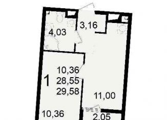 Продаю 1-ком. квартиру, 42.9 м2, Рязань