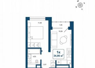 Продается однокомнатная квартира, 34.9 м2, деревня Дударева, улица Сергея Джанбровского, 25