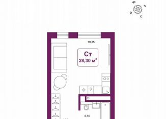 Продается квартира студия, 28.3 м2, деревня Дударева, улица Сергея Джанбровского, 25