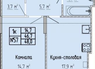 Продаю однокомнатную квартиру, 48 м2, Тверская область