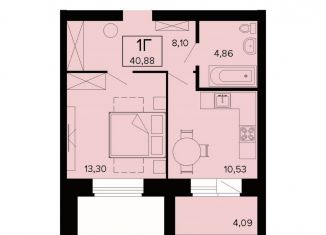 Однокомнатная квартира на продажу, 40.8 м2, Берёзовский, улица Победы, 5, ЖК Уют-Сити
