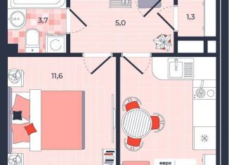 Продам двухкомнатную квартиру, 45.4 м2, Тула